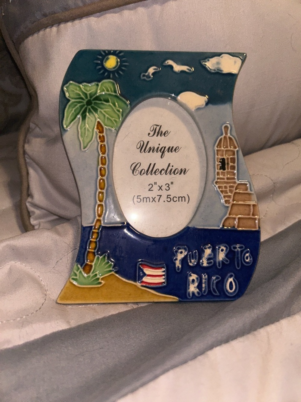 Puerto Rico Ceramic Photo Frame - Blue - Picture 1 of 3